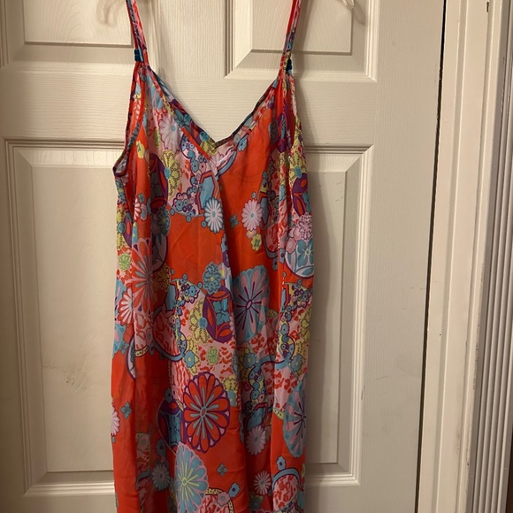 Josie by Natori XL  Sleepwear Orange Retro Multicolor Floral,  100% Polyester - Picture 2 of 2